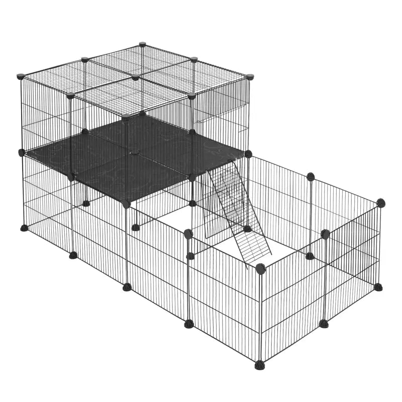BukkitBow - Modulaire Knaagdieren Ren - met 2 Lagen - Met Montage Hamer - Geschikt voor Knaagdieren Zoals Cavia, Hamsters en Konijnen - 70X70X140CM