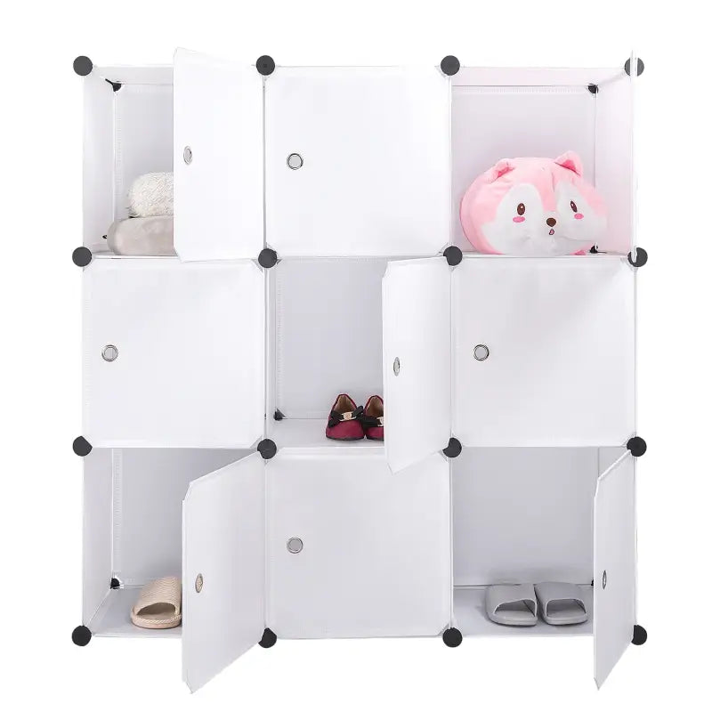 BukkitBow - Modulaire Opbergkast - Ook Geschikt Als Schoenenkast - 9 Compartimenten - Wit of Zwart - 105X105X35CM