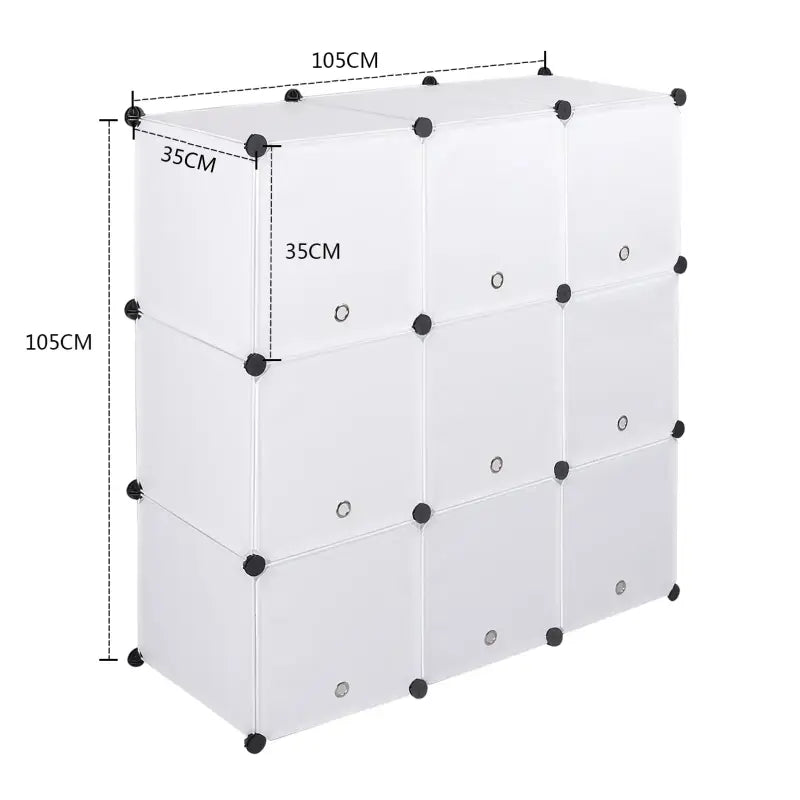 BukkitBow - Modulaire Opbergkast - Ook Geschikt Als Schoenenkast - 9 Compartimenten - Wit of Zwart - 105X105X35CM
