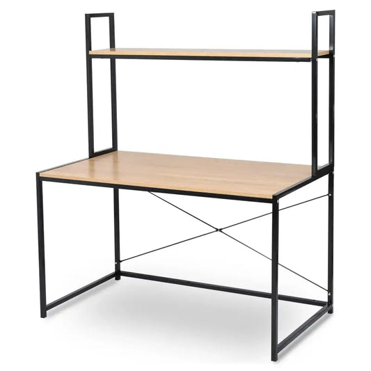 BukkitBow - Multifunctioneel Bureau met Opslagplank - Hout en Staal - Ruime Opslagruimte - 120x60x140cm