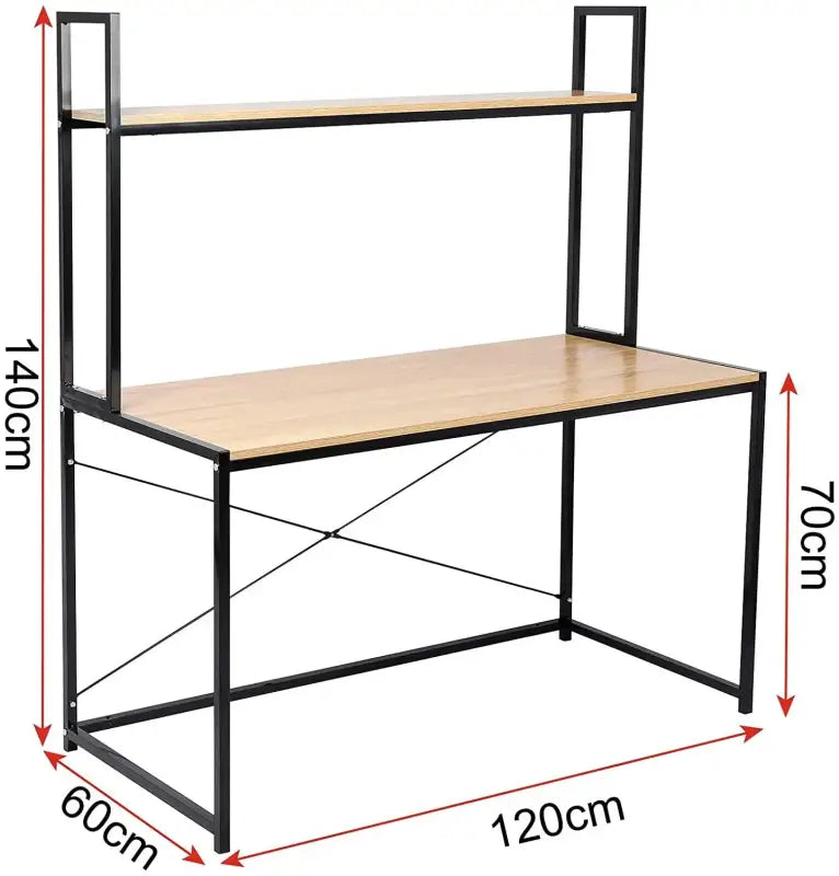 BukkitBow - Multifunctioneel Bureau met Opslagplank - Hout en Staal - Ruime Opslagruimte - 120x60x140cm