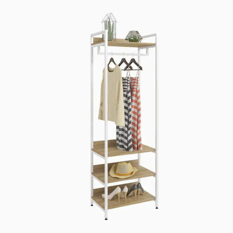 BukkitBow - Multifunctioneel Kledingrek - Staal en MDF met Kledingrail - Max 20 kg per Plank - 56x36x170cm