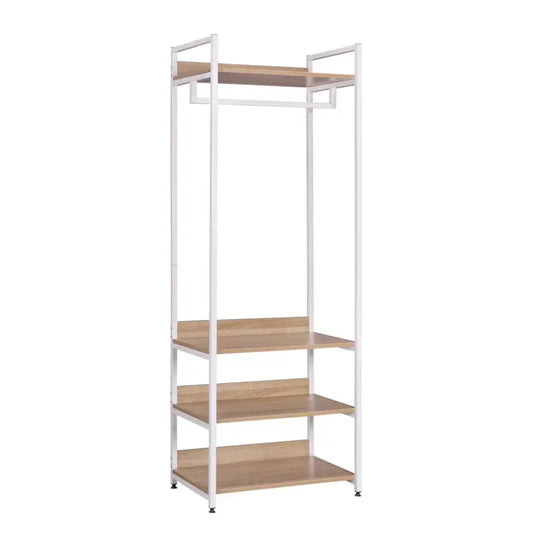 BukkitBow - Multifunctioneel Kledingrek - Staal en MDF met Kledingrail - Max 20 kg per Plank - 56x36x170cm