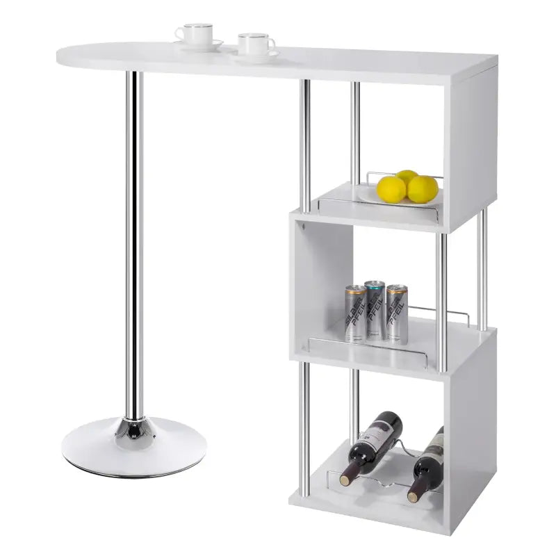 BukkitBow - Multifunctionele Bar Tafel - met Rek voor Wijnflessen - met Stalen Frame - 113x40cm