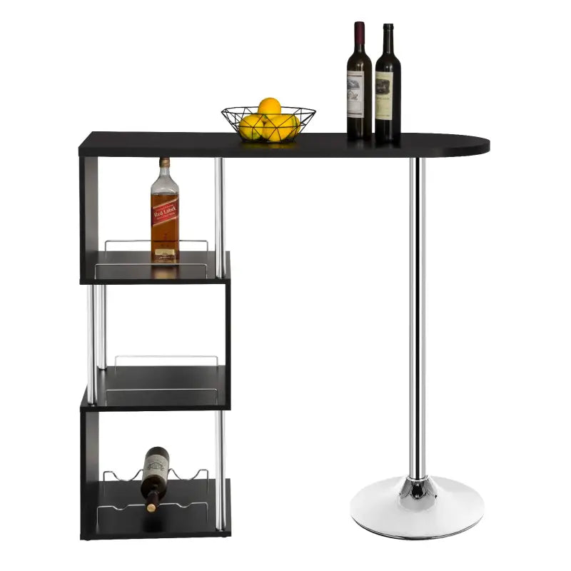 BukkitBow - Multifunctionele Bar Tafel - met Rek voor Wijnflessen - met Stalen Frame - 113x40cm