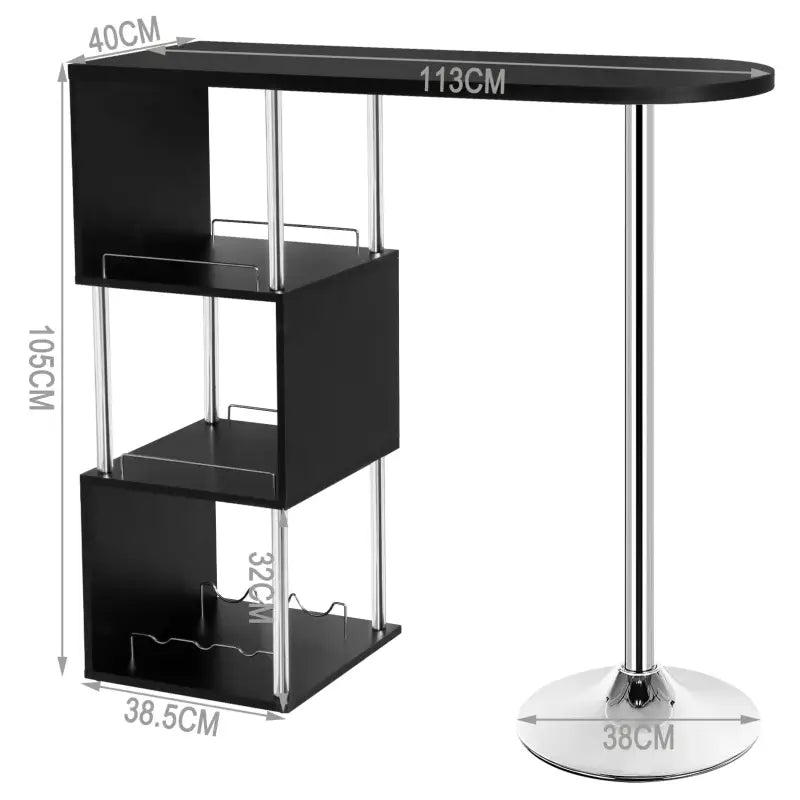 BukkitBow - Multifunctionele Bar Tafel - met Rek voor Wijnflessen - met Stalen Frame - 113x40cm