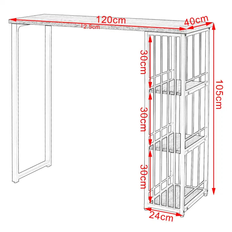 BukkitBow - Multifunctionele Bartafel - Met 3 Opbergvakken - Licht Eikenhout, Donker Beukenhout, Zwart of Wit Hout - 120x40cm