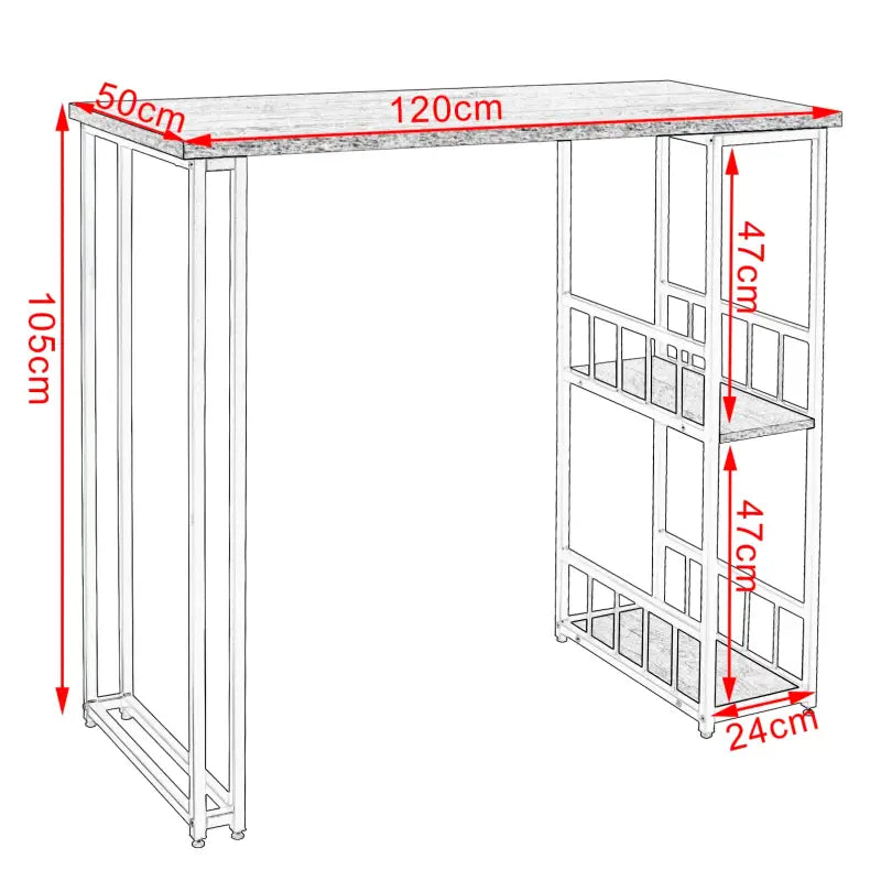BukkitBow - Multifunctionele Bartafel - Wit/Zwart of Beukenhout - met Planken voor Wijnrek - Laadvermogen: 100kg - 120x50cm