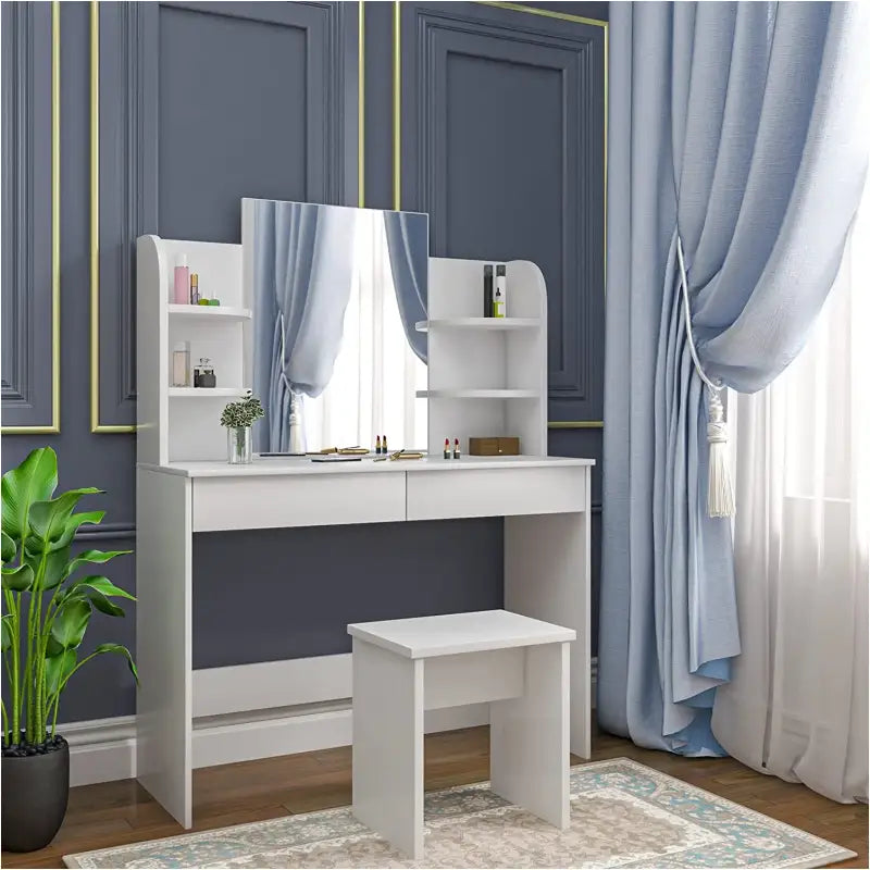 BukkitBow - Multifunctionele Kaptafel Set - Hout - 108x40x142cm - Modern Ontwerp - Ruimtebesparend