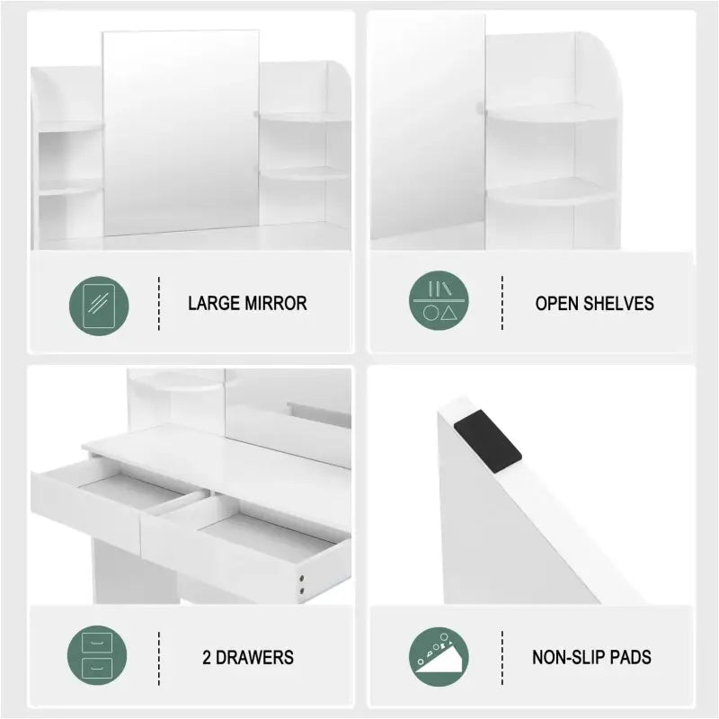BukkitBow - Multifunctionele Kaptafel Set - Hout - 108x40x142cm - Modern Ontwerp - Ruimtebesparend