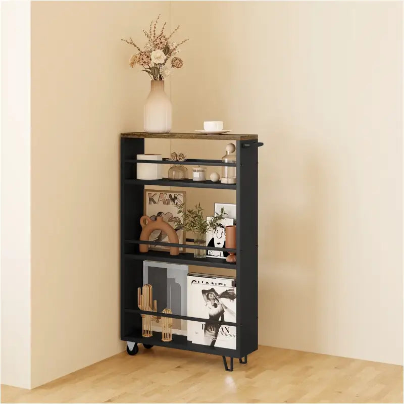 BukkitBow - Multifunctionele Trolley met 3 Open Planken - Verrijdbaar met Rembare Wielen - Ruimtebesparend Ontwerp - 47x80x13cm