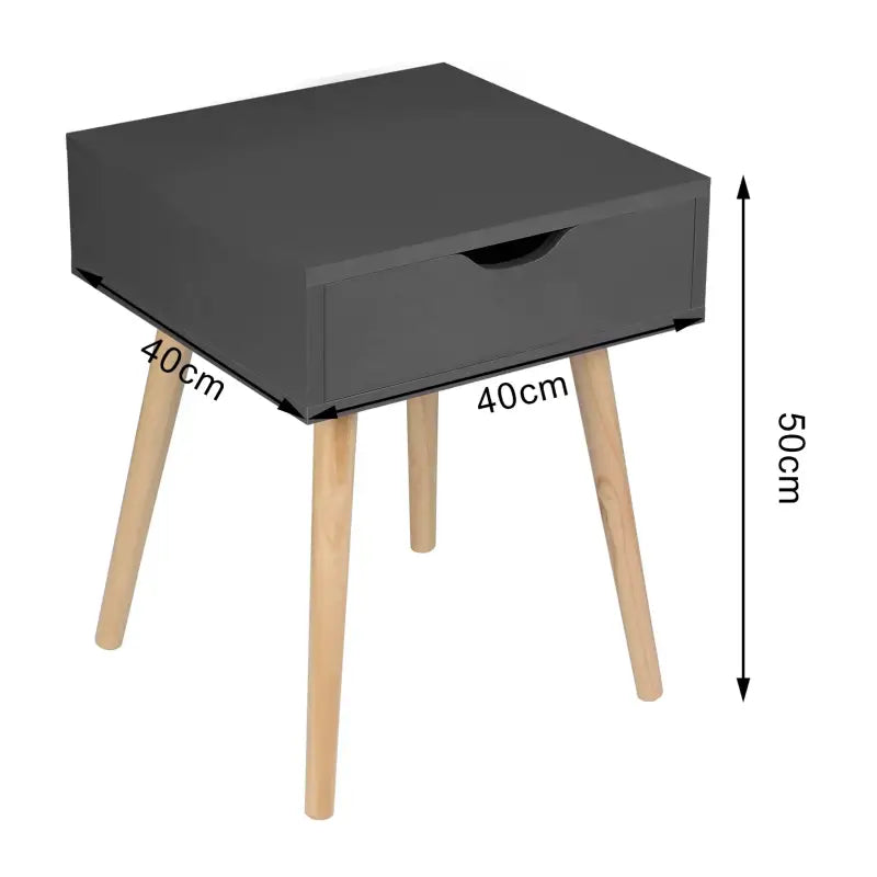 BukkitBow - Nachtkastje met Lade - MDF en Massief Hout - Wit of Grijs - Max Belasting: 5KG - 40x40x50cm