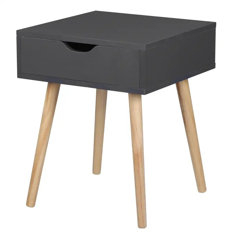 BukkitBow - Nachtkastje met Lade - MDF en Massief Hout - Wit of Grijs - Max Belasting: 5KG - 40x40x50cm