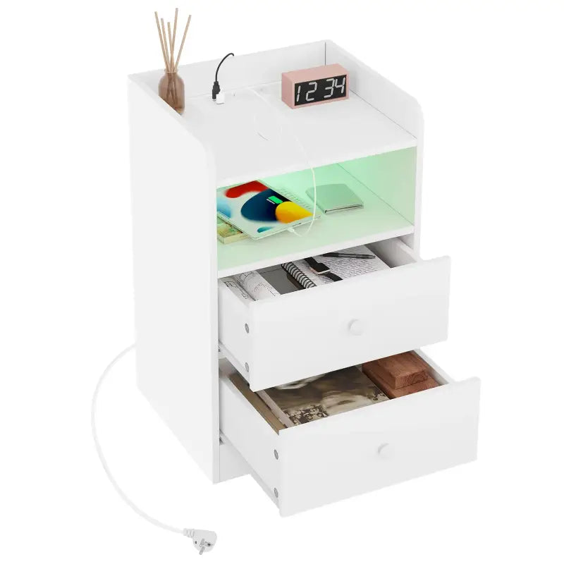 BukkitBow - Nachtkastje met Oplaadfunctie - E1 Klasse Hout - Ingebouwde Stopcontacten en USB-poorten - 40x64x35 cm