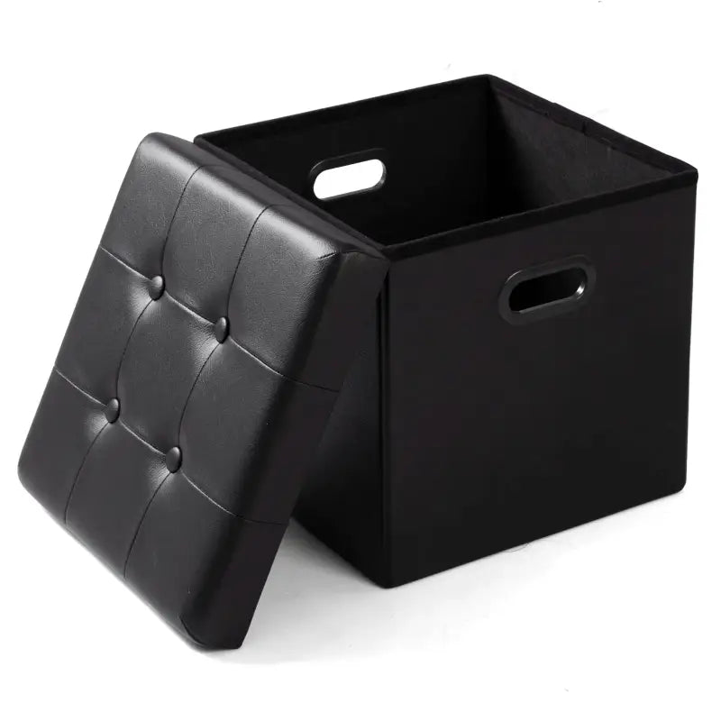 BukkitBow - Opbergpoef - Lederen / Fluwelen Poef - Comfortabel Zitmeubel - 38L Capaciteit - 37.5x37.5x38CM