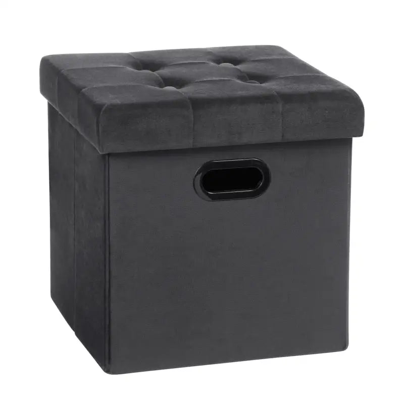 BukkitBow - Opbergpoef - Lederen / Fluwelen Poef - Comfortabel Zitmeubel - 38L Capaciteit - 37.5x37.5x38CM
