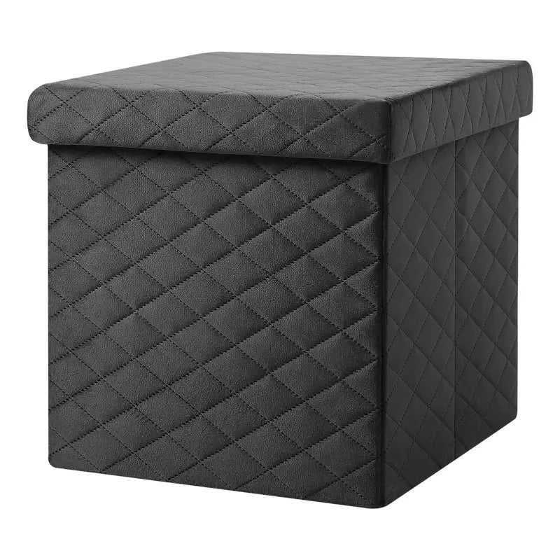 BukkitBow - Opbergpoef met Deksel - 40L Capaciteit - Modern Design - Opvouwbaar - Zachte Zitting - 38x38x38CM