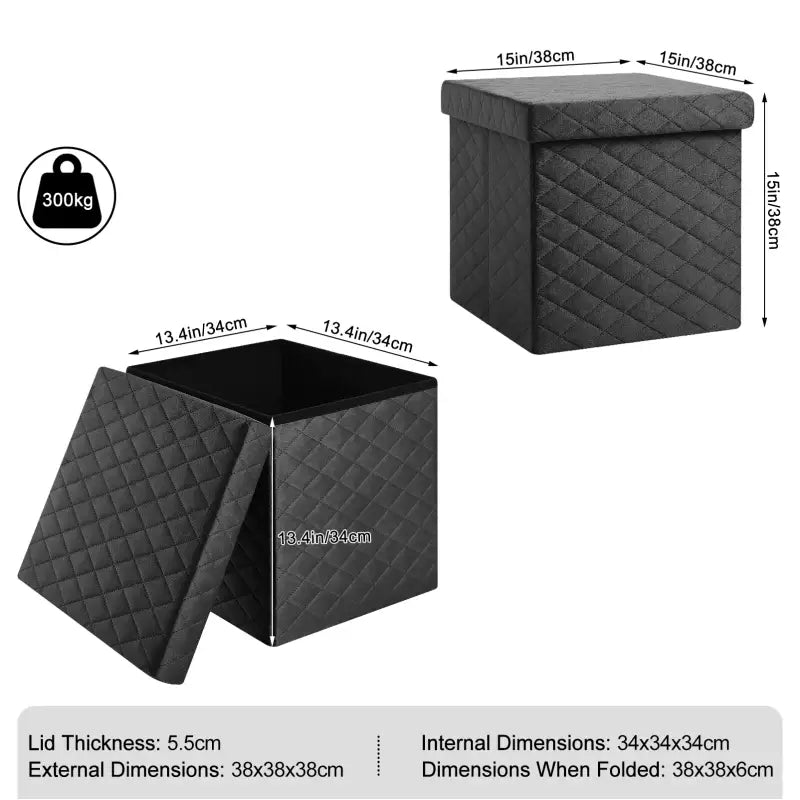 BukkitBow - Opbergpoef met Deksel - 40L Capaciteit - Modern Design - Opvouwbaar - Zachte Zitting - 38x38x38CM