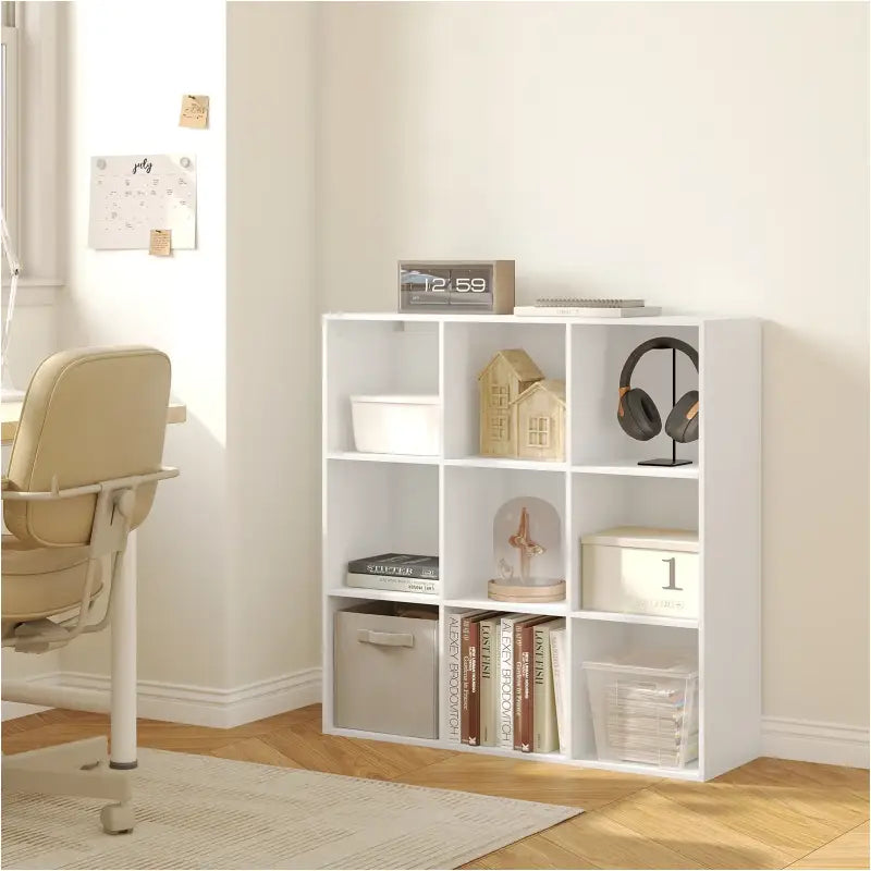BukkitBow - Open Boekenkast met 9 Vakken - Hout/Melamine Fineer - Met achterwand - Ruimtebesparend en Stabiel - 94x93x29.5 cm