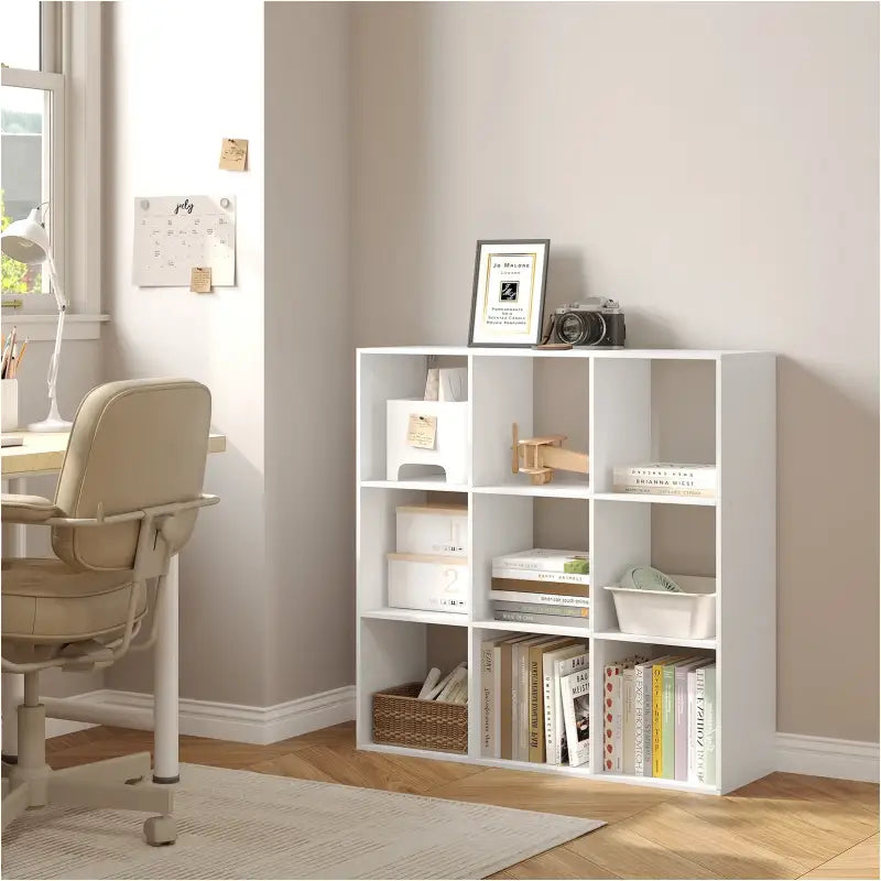 BukkitBow - Open Boekenkast met 9 Vakken - Hout/Melamine Fineer - Open Vakken - Ruimtebesparend en Stabiel - 94x93x29.5 cm