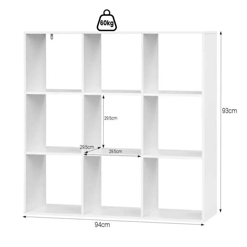 BukkitBow - Open Boekenkast met 9 Vakken - Hout/Melamine Fineer - Open Vakken - Ruimtebesparend en Stabiel - 94x93x29.5 cm