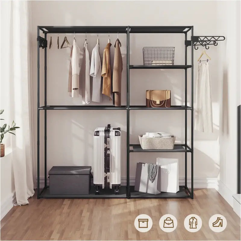 BukkitBow - Open Kledingrek - Metaal en Non-woven Stof - 148x166x42.5 cm - 30kg Capaciteit