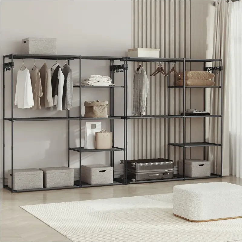 BukkitBow - Open Kledingrek - Metaal en Non-woven Stof - 148x166x42.5 cm - 30kg Capaciteit