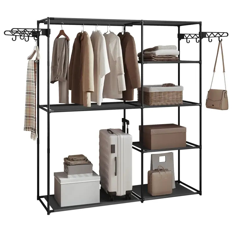 BukkitBow - Open Kledingrek - Metaal en Non-woven Stof - 148x166x42.5 cm - 30kg Capaciteit