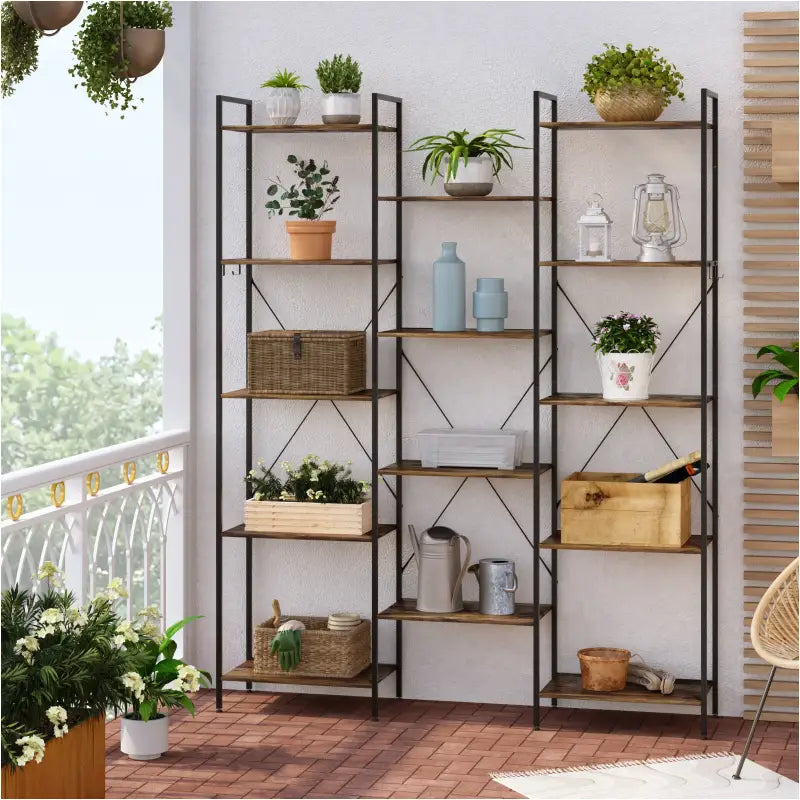 BukkitBow - Open Opbergrek / Boekenplank - Stevig Hout en Metaal - Industrieel Ontwerp - 134,5x176,5x30cm