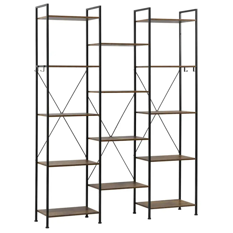 BukkitBow - Open Opbergrek / Boekenplank - Stevig Hout en Metaal - Industrieel Ontwerp - 134,5x176,5x30cm