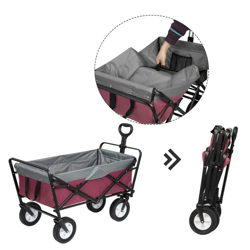 BukkitBow - Opvouwbare Bolderkar - Inklapbare Handkar met Stalen Frame - Massief Rubberen Wielen - Tot 80 kg Belasting