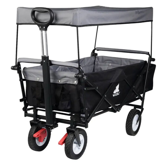 BukkitBow - Opvouwbare Bolderkar Met Dak - Inklapbare Handkar met Stalen Frame - Massief Rubberen Wielen - Tot 80 kg Belasting