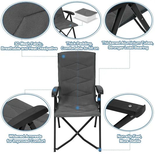 BukkitBow - Opvouwbare Campingstoel - Mesh Stof en Metaal - Verstelbare Rugleuning - 150 kg Draagvermogen