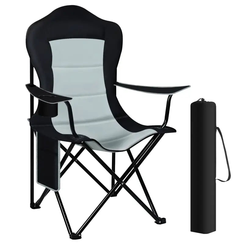 BukkitBow - Opvouwbare Campingstoel - Oxford Doek en IJzer - Comfortabel en Ruimtebesparend - Max 150 kg Belasting - Met Bekerhouder en Zijvak