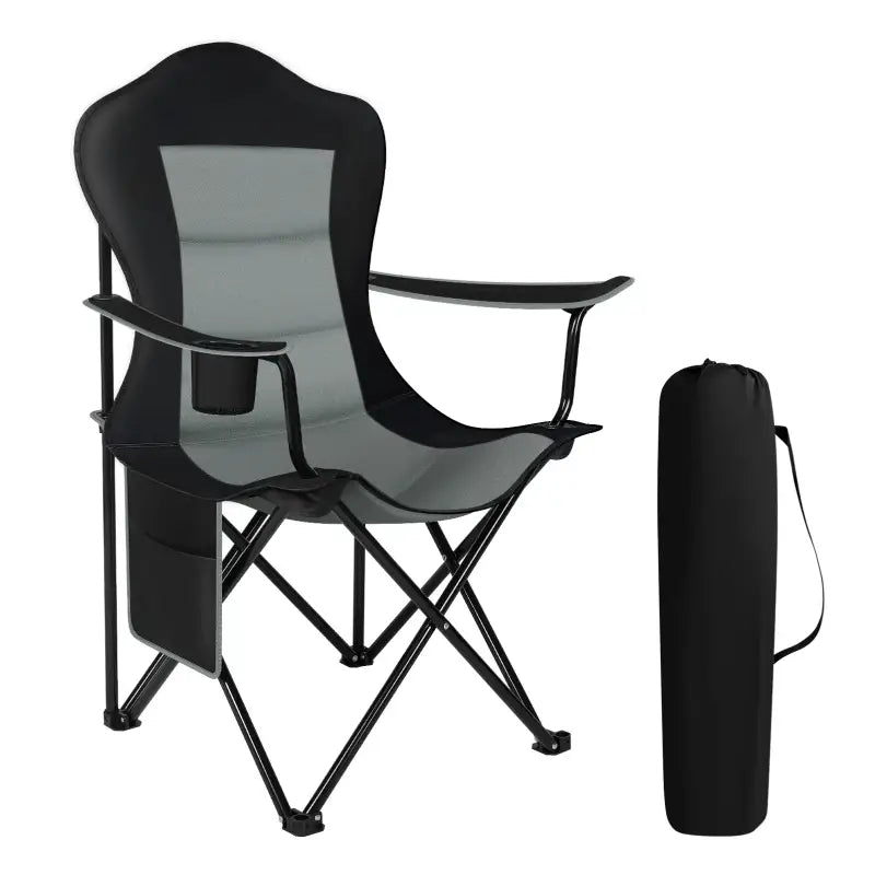 BukkitBow - Opvouwbare Campingstoel - Oxford Doek en IJzer - Comfortabel en Ruimtebesparend - Max 150 kg Belasting - Met Bekerhouder en Zijvak