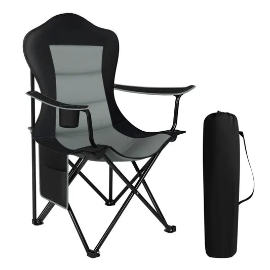 BukkitBow - Opvouwbare Campingstoel - Oxford Doek en IJzer - Comfortabel en Ruimtebesparend - Max 150 kg Belasting - Met Bekerhouder en Zijvak