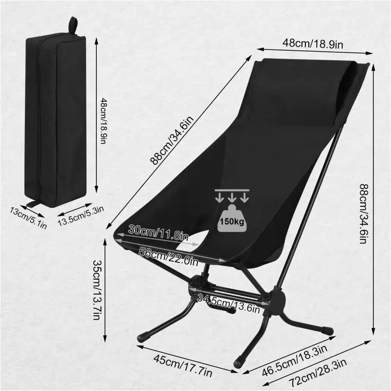 BukkitBow - Opvouwbare Campingstoel - Oxford Stof - Aluminium Buizen - met Opbergtas