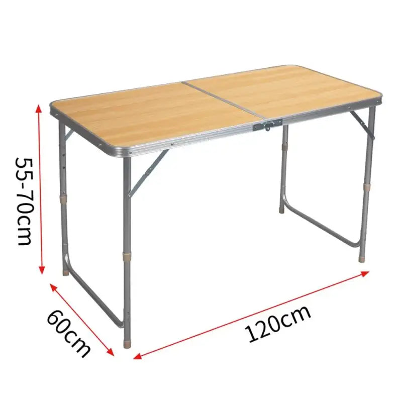 BukkitBow - Opvouwbare Campingtafel - Aluminium Frame met MDF Blad - Verstelbaar in Hoogte - 30kg Laadvermogen - Draagbaar Handvat - 120x(55-70)x60cm