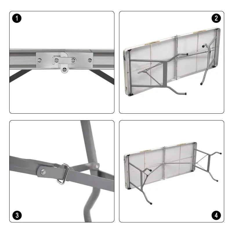 BukkitBow - Opvouwbare Campingtafel - IJzeren Buizen en Aluminium met MDF Blad - 45kg Laadvermogen - Compact en Draagbaar Design - 50x69.5x60CM