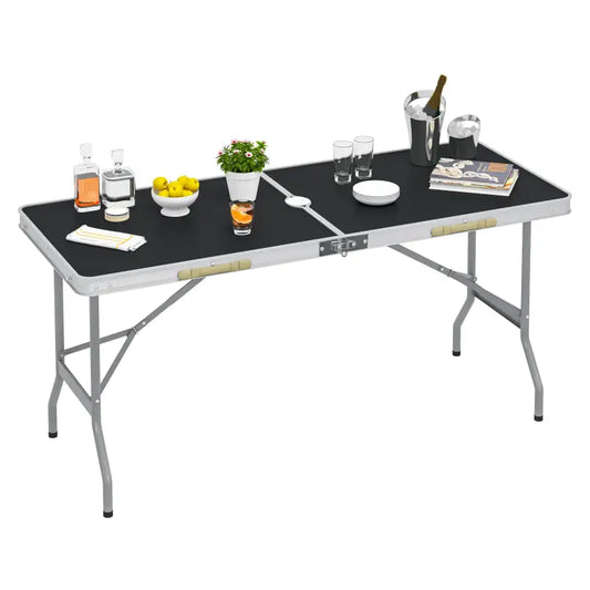 BukkitBow - Opvouwbare Campingtafel - IJzeren Buizen en Aluminium met MDF Blad - 45kg Laadvermogen - Compact en Draagbaar Design - 50x69.5x60CM