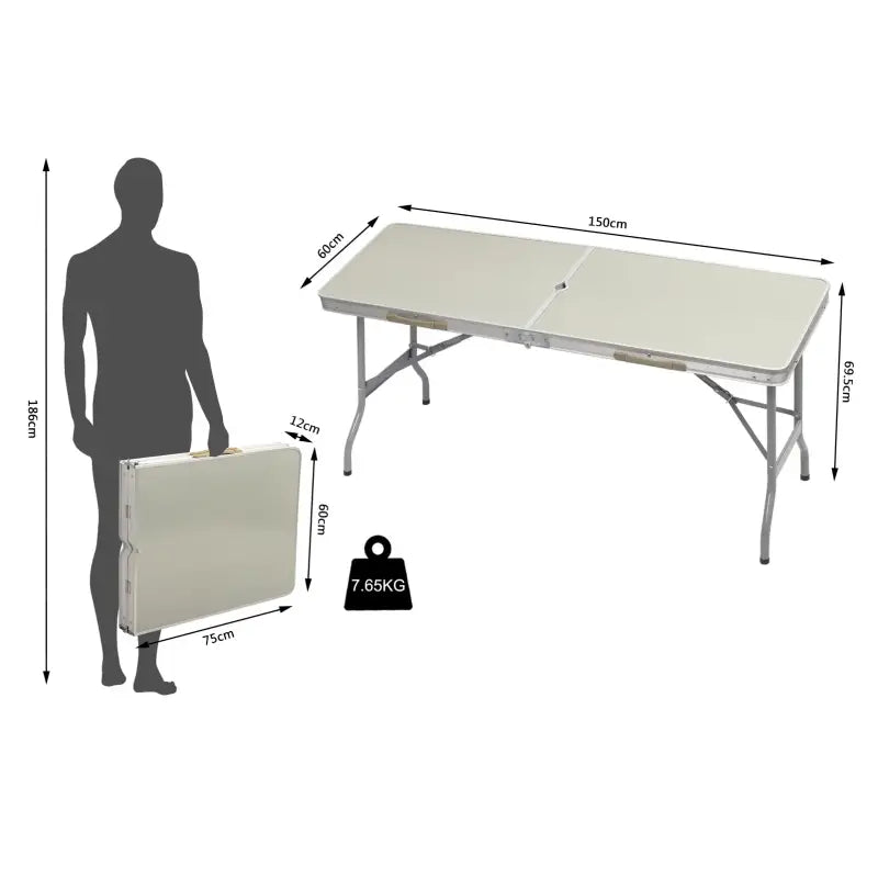 BukkitBow - Opvouwbare Campingtafel - IJzeren Buizen en Aluminium met MDF Blad - 45kg Laadvermogen - Compact en Draagbaar Design - 50x69.5x60CM