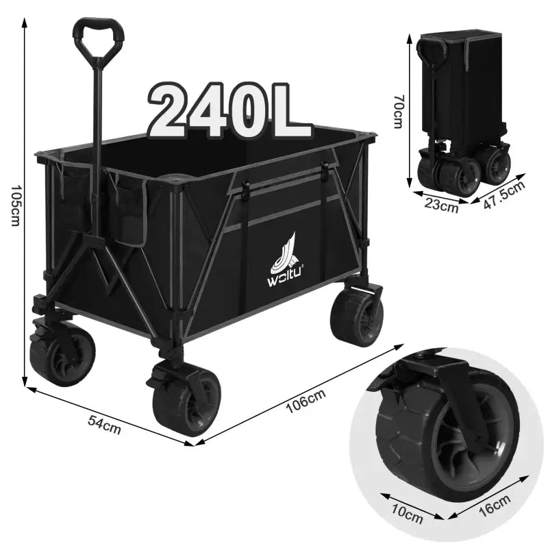 BukkitBow - Opvouwbare Bolderkar - Gecoat Staal met Oxford-Stof - Multifunctioneel - All-Terrain Wielen