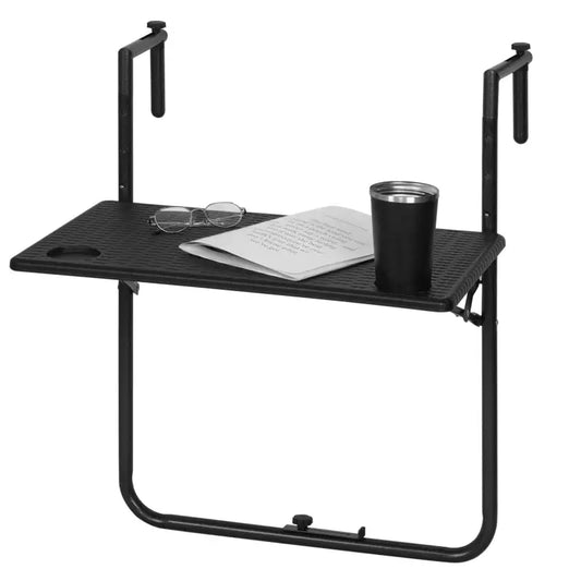 BukkitBow - Opvouwbare Hangende Balkontafel - PE en Metaal - 0kg Gewichtscapaciteit - Verstelbaar en Ruimtebesparend Design - 60x(74-84,5)x57cm