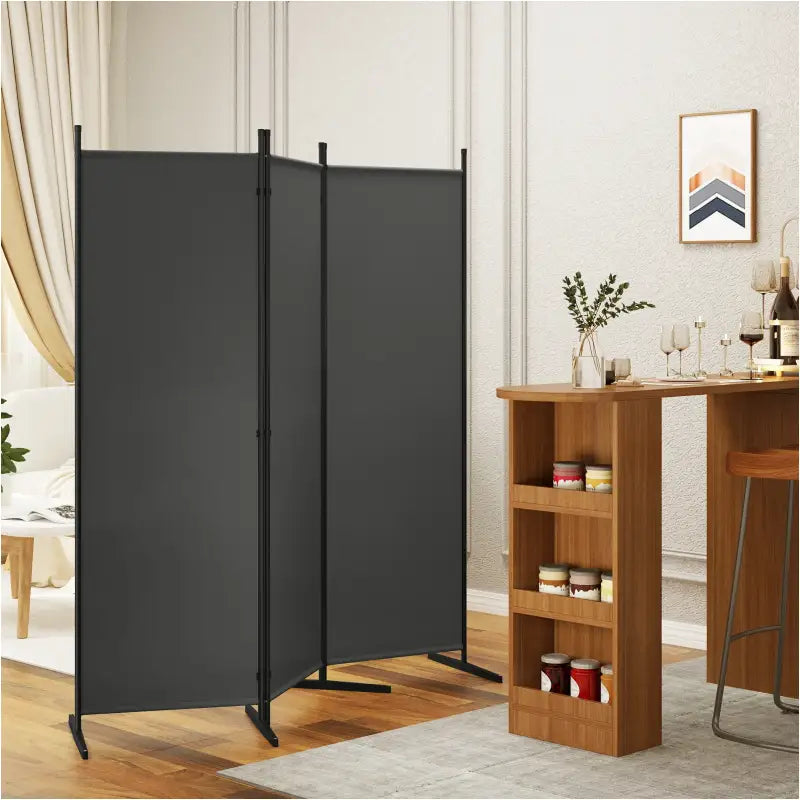 BukkitBow - Opvouwbare Kamer Verdeler / Kamerscherm met 4 Panelen - 167x177cm of 223x177cm - Donkergrijs