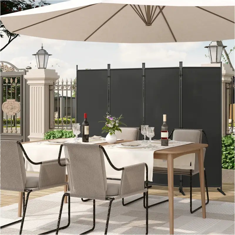 BukkitBow - Opvouwbare Kamer Verdeler / Kamerscherm met 4 Panelen - 167x177cm of 223x177cm - Donkergrijs