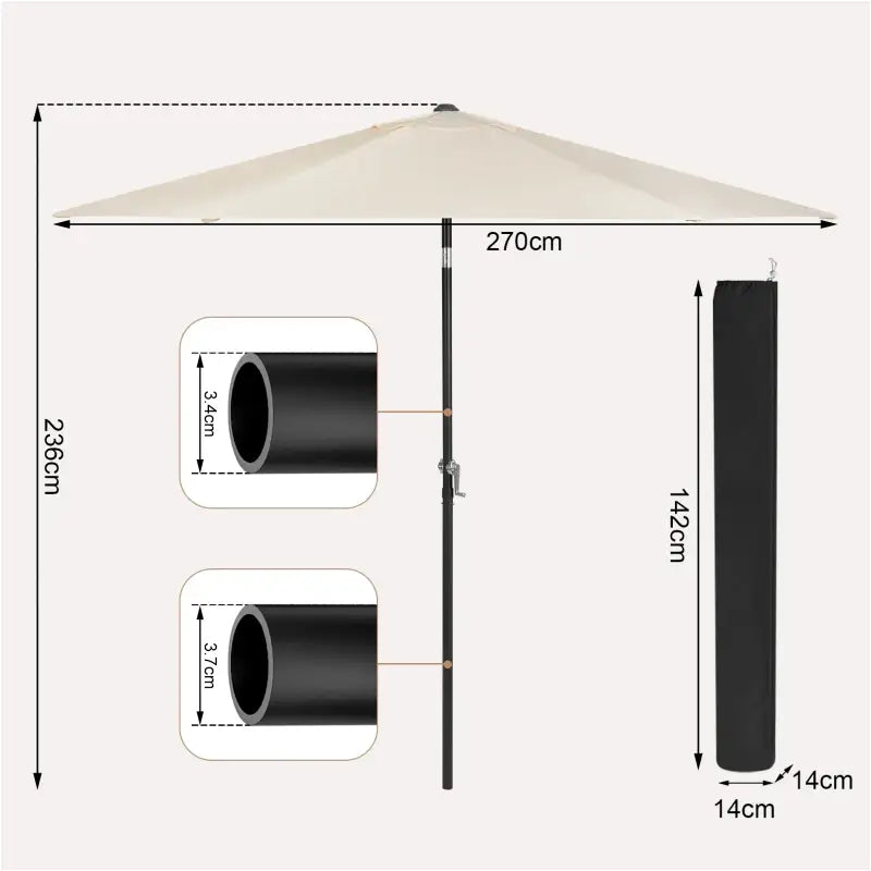 BukkitBow - Parasol - UV-Bestendig - Strandparasol - 45° Buigbaar - met Handslinger - Zeshoekig