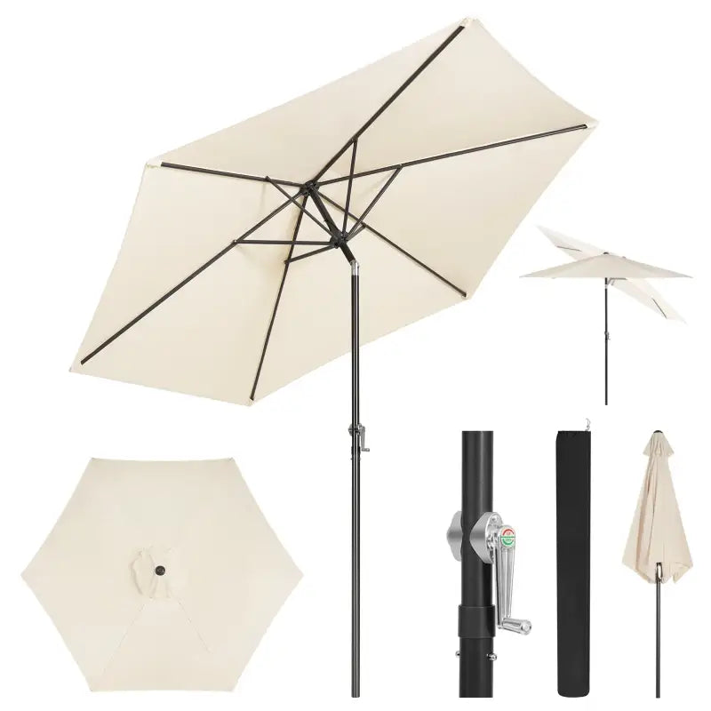 BukkitBow - Parasol - UV-Bestendig - Strandparasol - 45° Buigbaar - met Handslinger - Zeshoekig