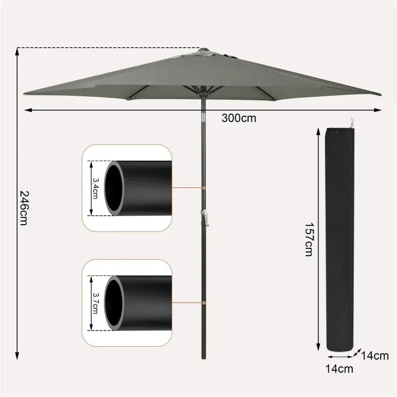 BukkitBow - Parasol - UV-Bestendig - Strandparasol - 45° Buigbaar - met Handslinger - Zeshoekig