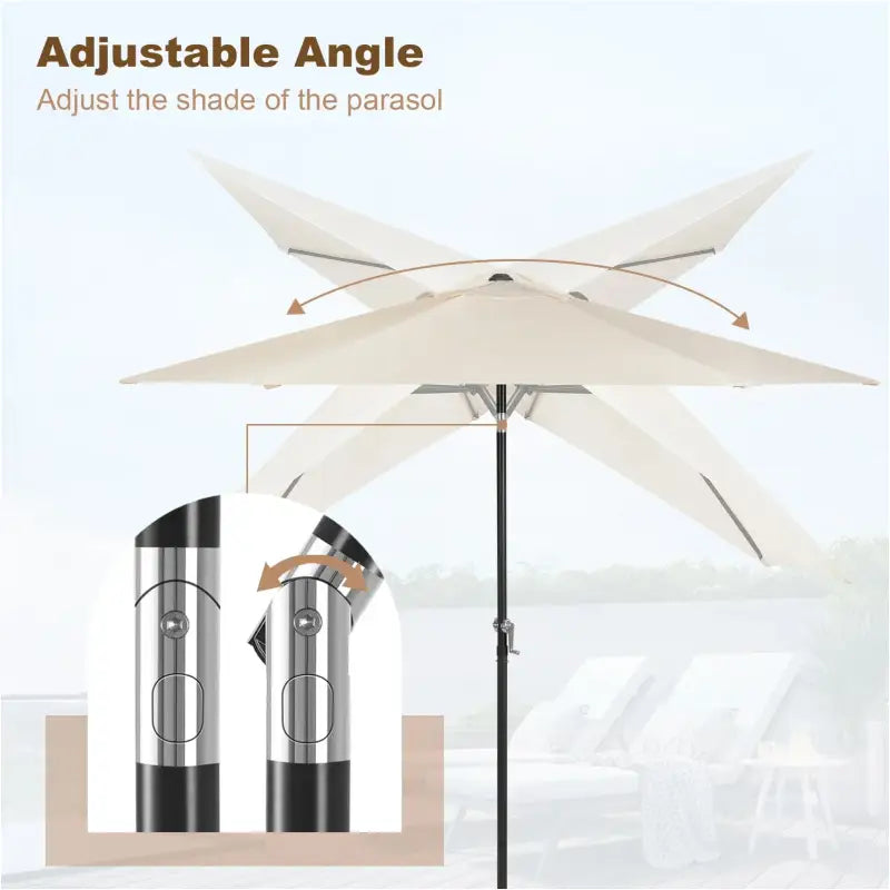 BukkitBow - Parasol - UV-Bestendig - Strandparasol - 45° Buigbaar - met Handslinger - Zeshoekig