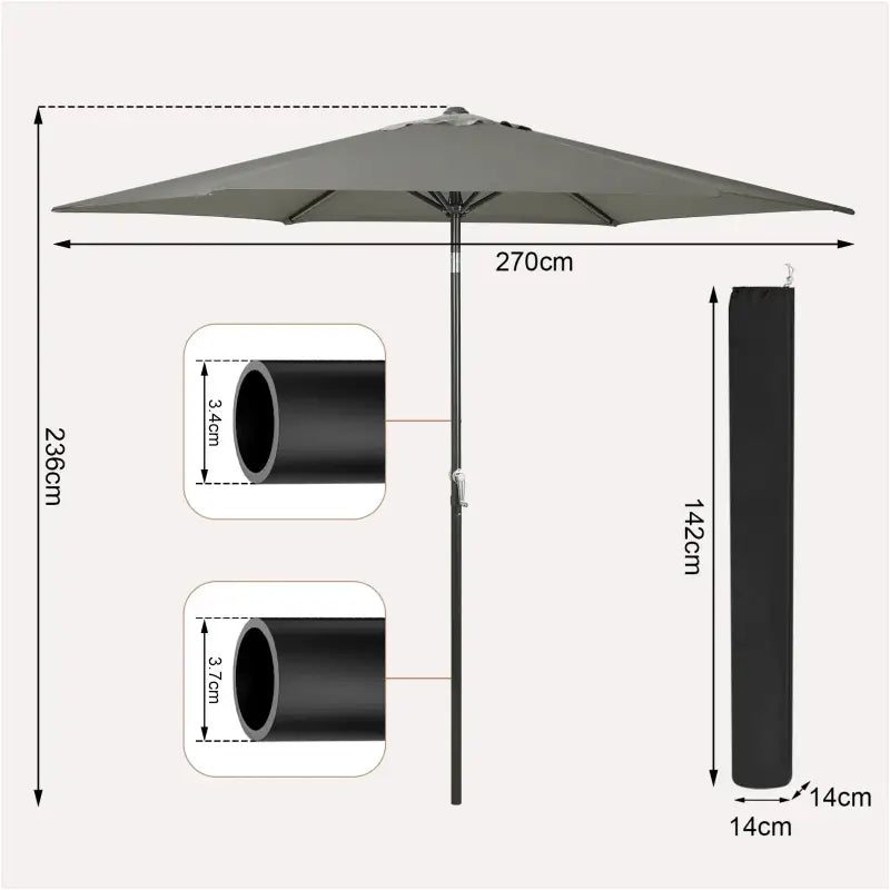 BukkitBow - Parasol - UV-Bestendig - Strandparasol - 45° Buigbaar - met Handslinger - Zeshoekig